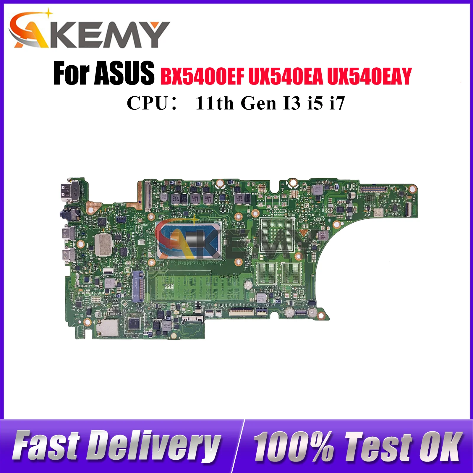 UX5400EA Материнская плата для ноутбука ASUS ZenBook BX5400EB UX540EAY UX540EA BX5400EF UX5400 Материнская плата 11-го поколения I3 i5 i7 100% тест ОК
UX5400EA Материнская плата для ноутбука ASUS ZenBook BX5400EB UX540EAY UX540EA BX5400EF UX5400 Материнская плата 11-го поколения I3 i5 i7 100% тест ОК