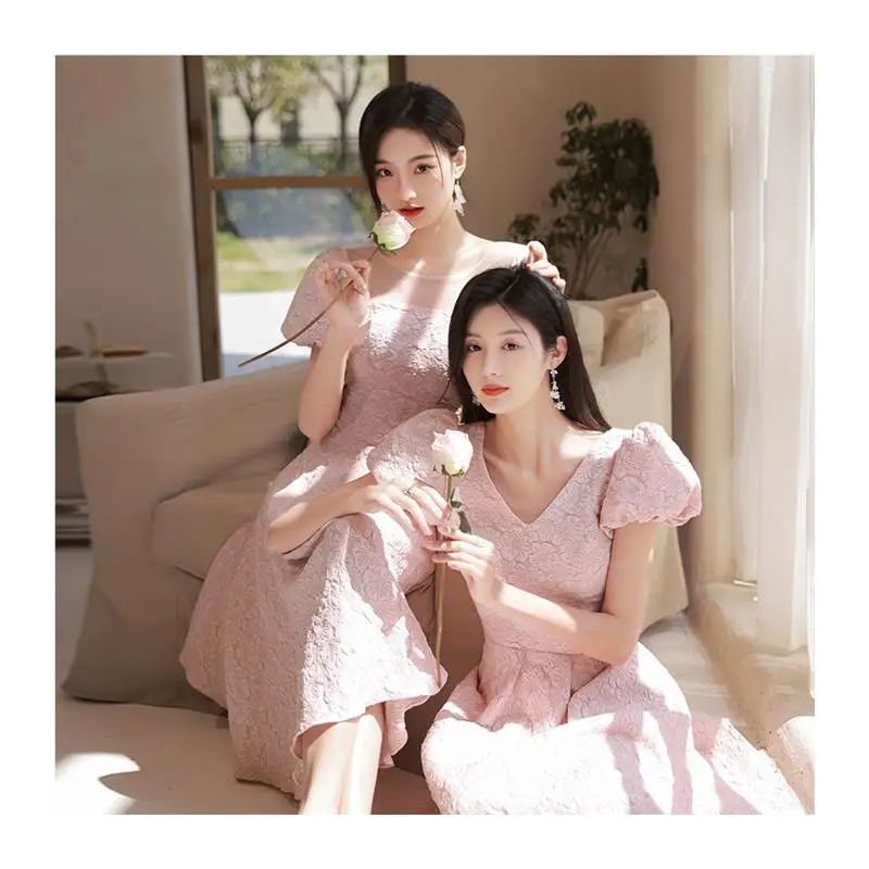 Pink Maids Dress Women's New 2024 Autumn Short Sleeve Wedding Dress Friend Group Sisterhood Party Gown Bridalmaid Costume
Pink Maids Dress Women's New 2024 Autumn Short Sleeve Wedding Dress Friend Group Sisterhood Party Gown Bridalmaid Costume