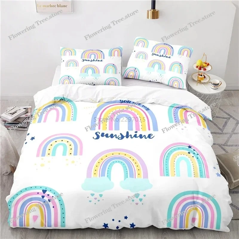 Cartoon Blue Rainbow 3d Bedding Set Printed Duvet Cover Sets with Pillowcase Home Textile Twin Full Queen King Size Bedclothes
Cartoon Blue Rainbow 3d Bedding Set Printed Duvet Cover Sets with Pillowcase Home Textile Twin Full Queen King Size Bedclothes