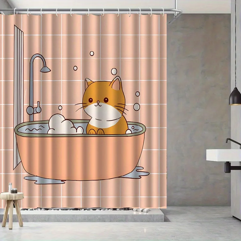 Cute Cat Shower Curtain, Cartoon Kitten in Bathtub with Bubbles, Pink Plaid Print, Waterproof Bathroom Decor, Animal Theme
Cute Cat Shower Curtain, Cartoon Kitten in Bathtub with Bubbles, Pink Plaid Print, Waterproof Bathroom Decor, Animal Theme