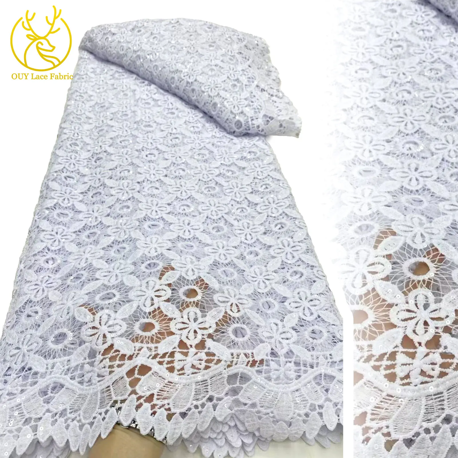 Guipure Rope Woven Sequin Lace Fabric 5 Yards African Nigerian Water Soluble Lace Fabric Women's Party Dress Sewing Material
Guipure Rope Woven Sequin Lace Fabric 5 Yards African Nigerian Water Soluble Lace Fabric Women's Party Dress Sewing Material