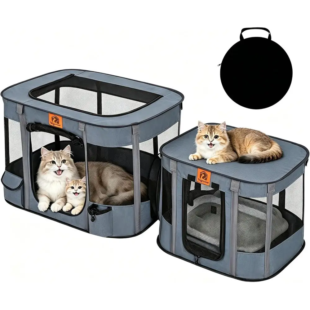 Collapsible 2-in-1 Cat Playpen with Enclosed Litter Box, Suitable for Indoor and Outdoor Use (Grey)
Collapsible 2-in-1 Cat Playpen with Enclosed Litter Box, Suitable for Indoor and Outdoor Use (Grey)