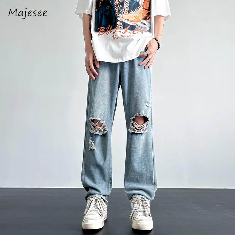 Jeans Men All-match Simple Retro Soft Korean Style Ripped High Waist Straight Denim Trousers Streetwear Summer Student Pure Fit
Jeans Men All-match Simple Retro Soft Korean Style Ripped High Waist Straight Denim Trousers Streetwear Summer Student Pure Fit