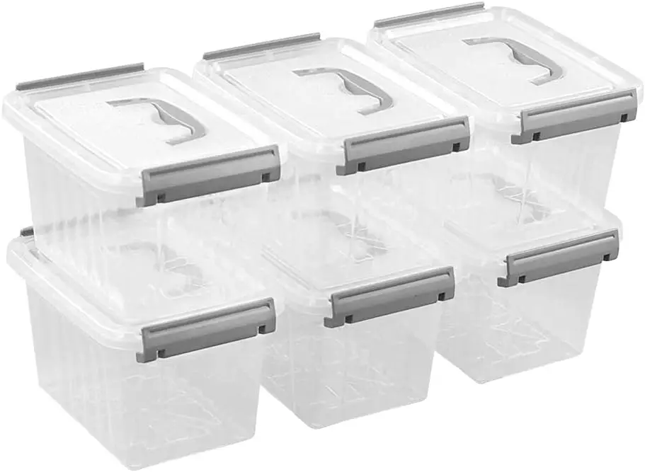 Set of 6 Plastic Storage Containers, Small Latching Storage Box with Handle (3 L)
Set of 6 Plastic Storage Containers, Small Latching Storage Box with Handle (3 L)