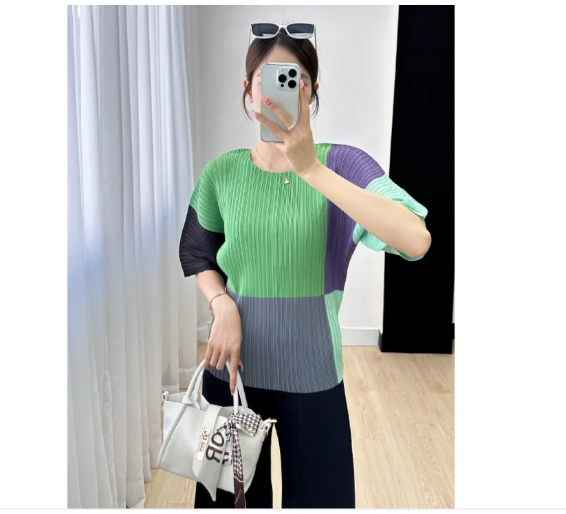 Лидер продаж, модные стильные футболки Miyake, лоскутные Футболки с коротким рукавом и круглым вырезом
Лидер продаж, модные стильные футболки Miyake, лоскутные Футболки с коротким рукавом и круглым вырезом