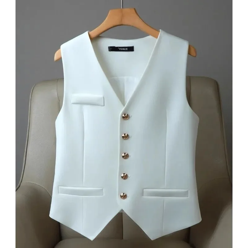Women Blazer Vest 2025 Summer New White V-neck Cardigan Vest Women's Sleeveless Top Lady Sleeveless Jacket Fashion Waistcoat
Women Blazer Vest 2025 Summer New White V-neck Cardigan Vest Women's Sleeveless Top Lady Sleeveless Jacket Fashion Waistcoat