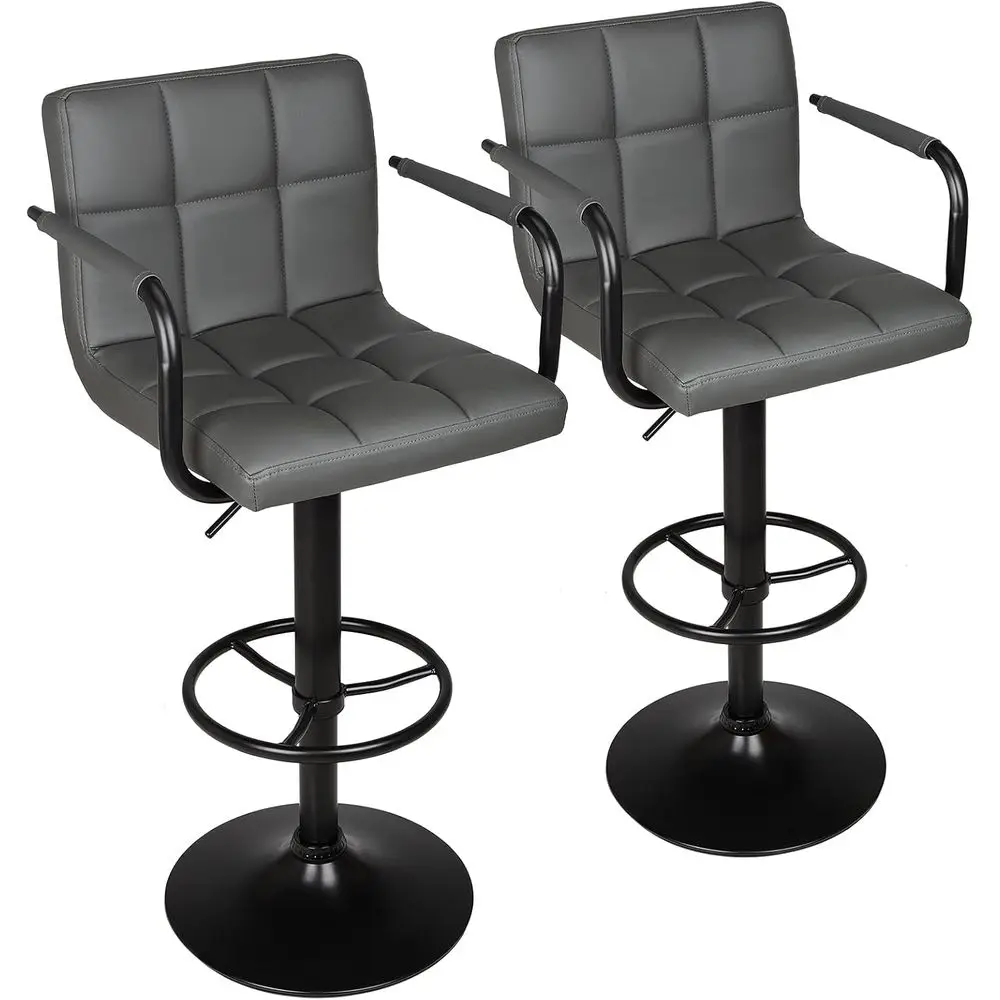 Adjustable Swivel Bar Stools with Armrests, Square Back, Double Stitching, Set of 2 (Grey + Black Base)
Adjustable Swivel Bar Stools with Armrests, Square Back, Double Stitching, Set of 2 (Grey + Black Base)