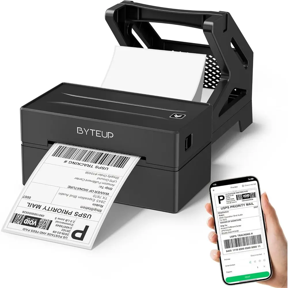 Bluetooth Thermal Label Printer 4x6 - 203 DPI, Compatible with iOS, Android, Windows, Chromebook via USB, Save First Label
Bluetooth Thermal Label Printer 4x6 - 203 DPI, Compatible with iOS, Android, Windows, Chromebook via USB, Save First Label