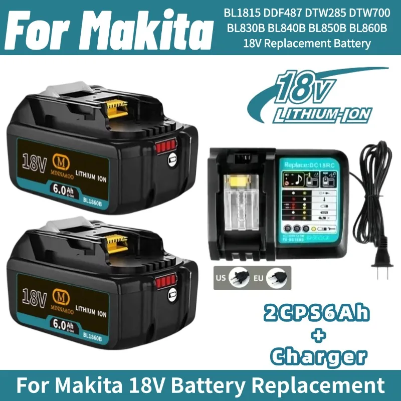 For Makita 18V Battery 6Ah Rechargeable Power Tools Battery 18V makita with LED Li-ion Replacement BL1850 BL1830 BL1860B
For Makita 18V Battery 6Ah Rechargeable Power Tools Battery 18V makita with LED Li-ion Replacement BL1850 BL1830 BL1860B