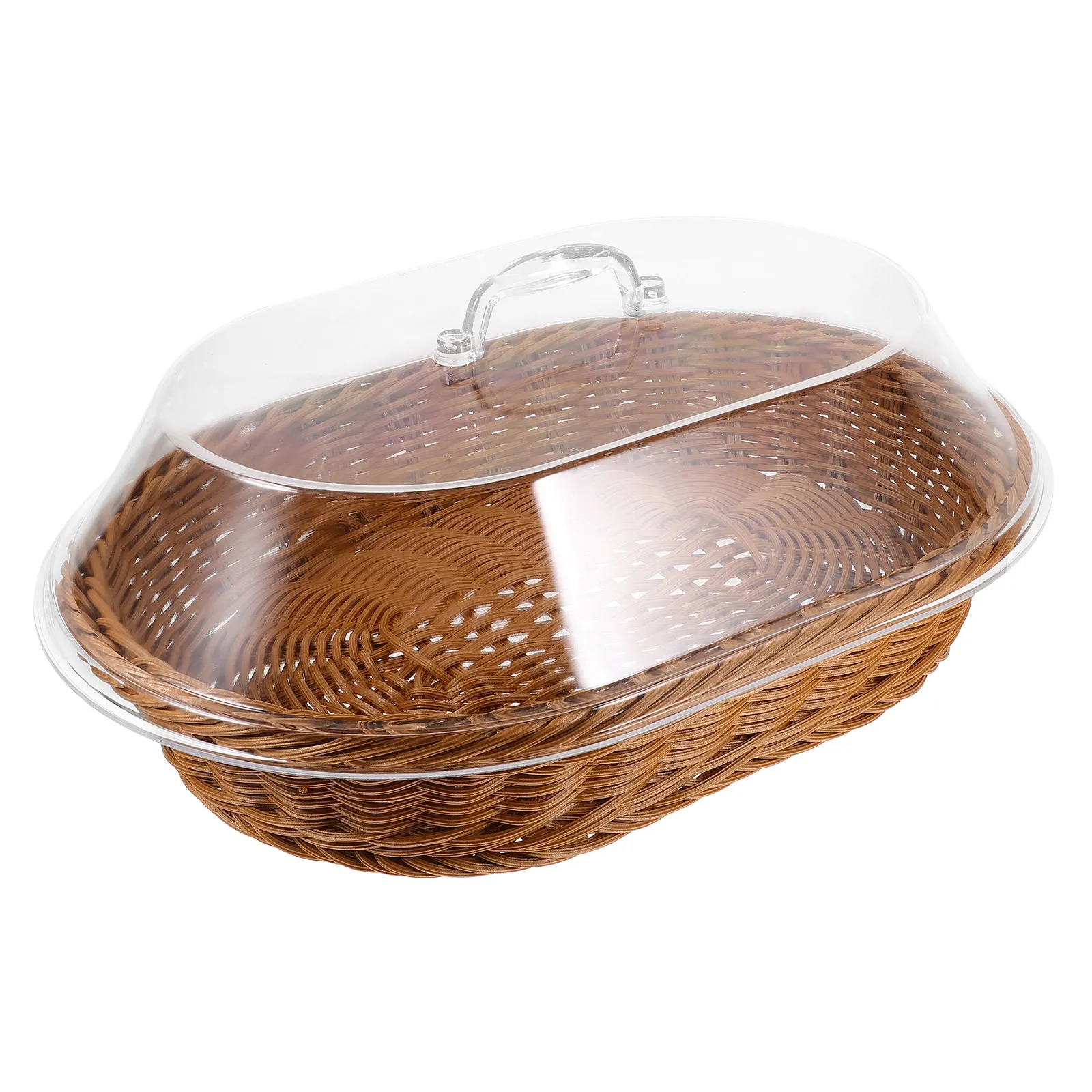 Food Serving Basket Woven Design with Transparent Cover Ideal for Bread Fruit Vegetables Desserts Snacks Storage in Kitchen
Food Serving Basket Woven Design with Transparent Cover Ideal for Bread Fruit Vegetables Desserts Snacks Storage in Kitchen