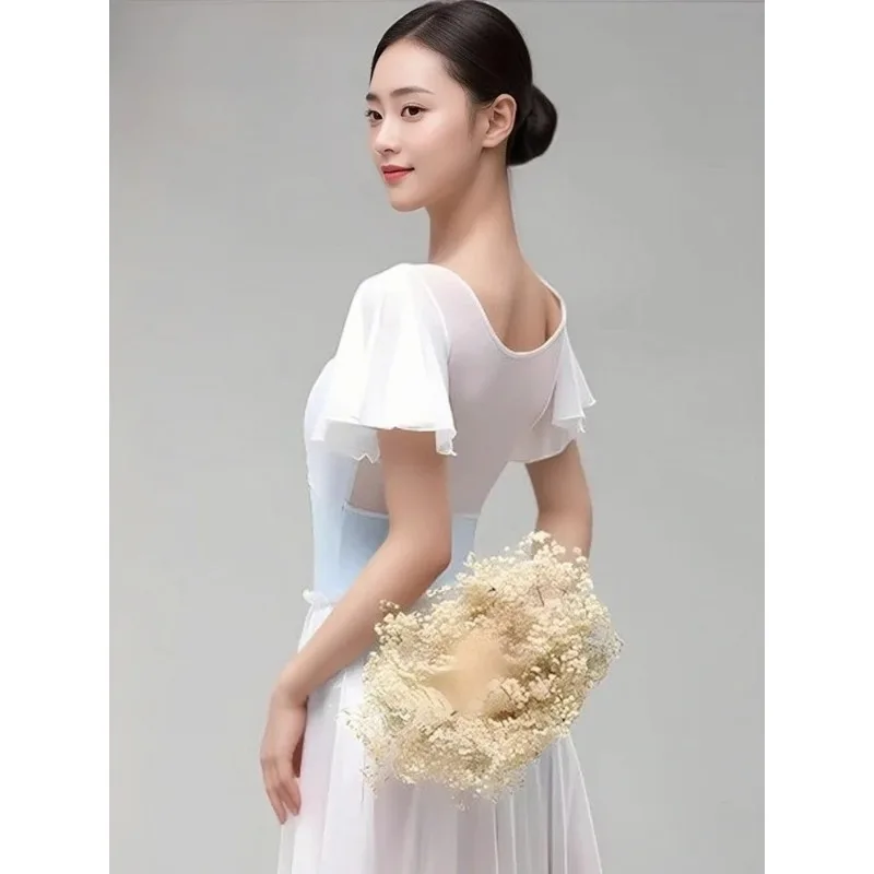 Dance Gym Outfit Ballet One-Piece Clothing Lotus Leaf Sleeve Female Mesh Stitching White Physical Exercise Clothes
Dance Gym Outfit Ballet One-Piece Clothing Lotus Leaf Sleeve Female Mesh Stitching White Physical Exercise Clothes