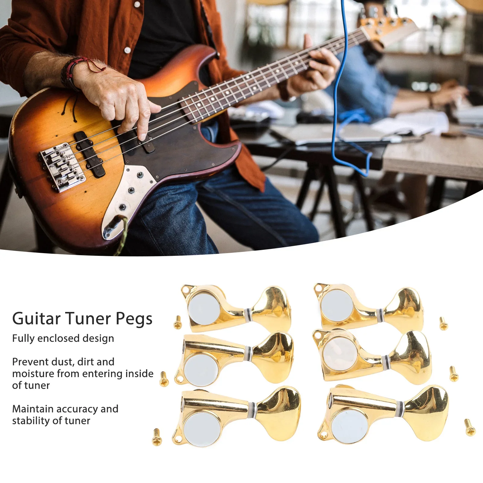 6Pcs Guitar Tuner Pegs Tuning Set 1:18 Gear Ratio Completely Closed Electric Guitars Accessories With Small Tail Handle
6Pcs Guitar Tuner Pegs Tuning Set 1:18 Gear Ratio Completely Closed Electric Guitars Accessories With Small Tail Handle