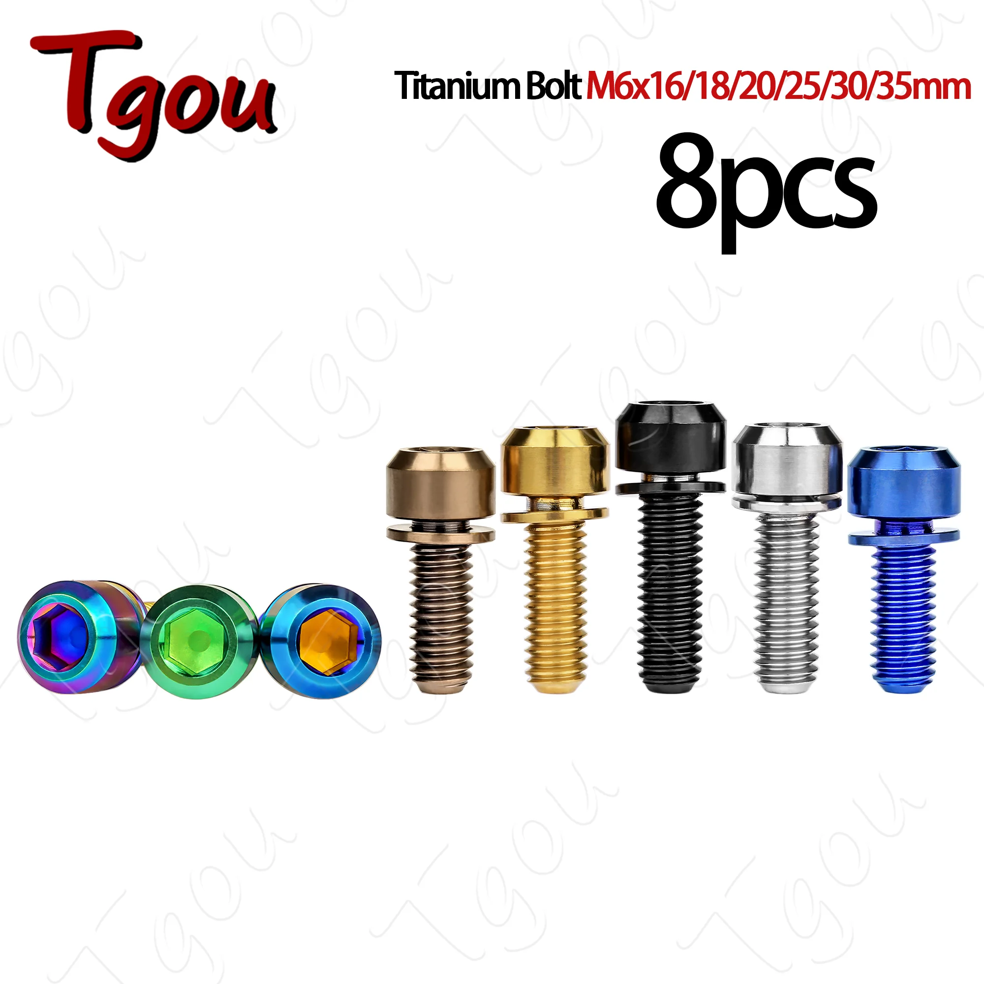 Tgou Titanium Bolt M6x16/18/20/25/30/35mm Hex Head with Washer Screw for Bicycle 8pcs
Tgou Titanium Bolt M6x16/18/20/25/30/35mm Hex Head with Washer Screw for Bicycle 8pcs