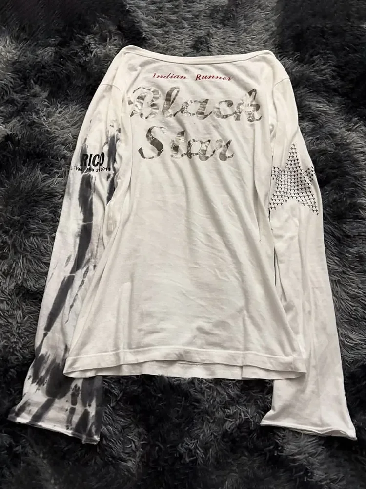 LGB visual sleeve splash ink print BLACK STAR rock style V-neck long-sleeved T-shirt
LGB visual sleeve splash ink print BLACK STAR rock style V-neck long-sleeved T-shirt