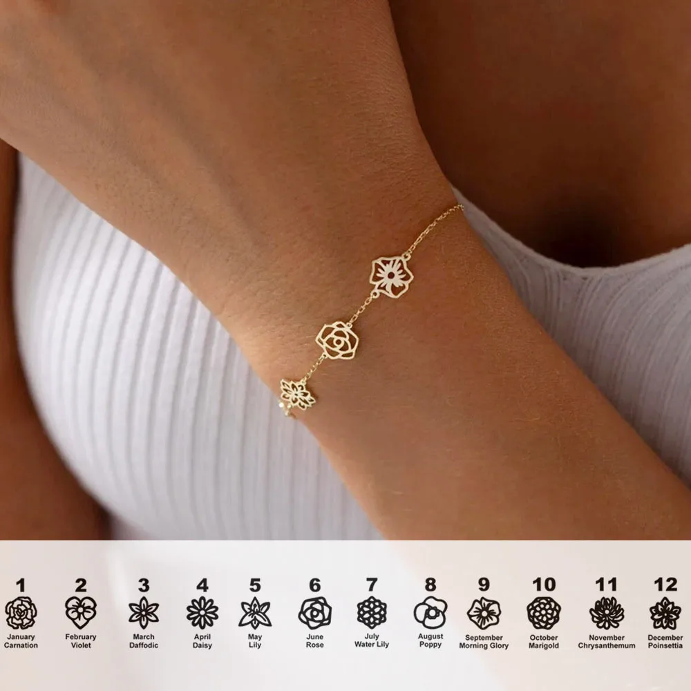 Personalized Birth Flower Bracelet, Custom Birth Flower Bracelet, Stainless Steel Minimalist Waterproof Mother's Day Gift for Mo
Personalized Birth Flower Bracelet, Custom Birth Flower Bracelet, Stainless Steel Minimalist Waterproof Mother's Day Gift for Mo