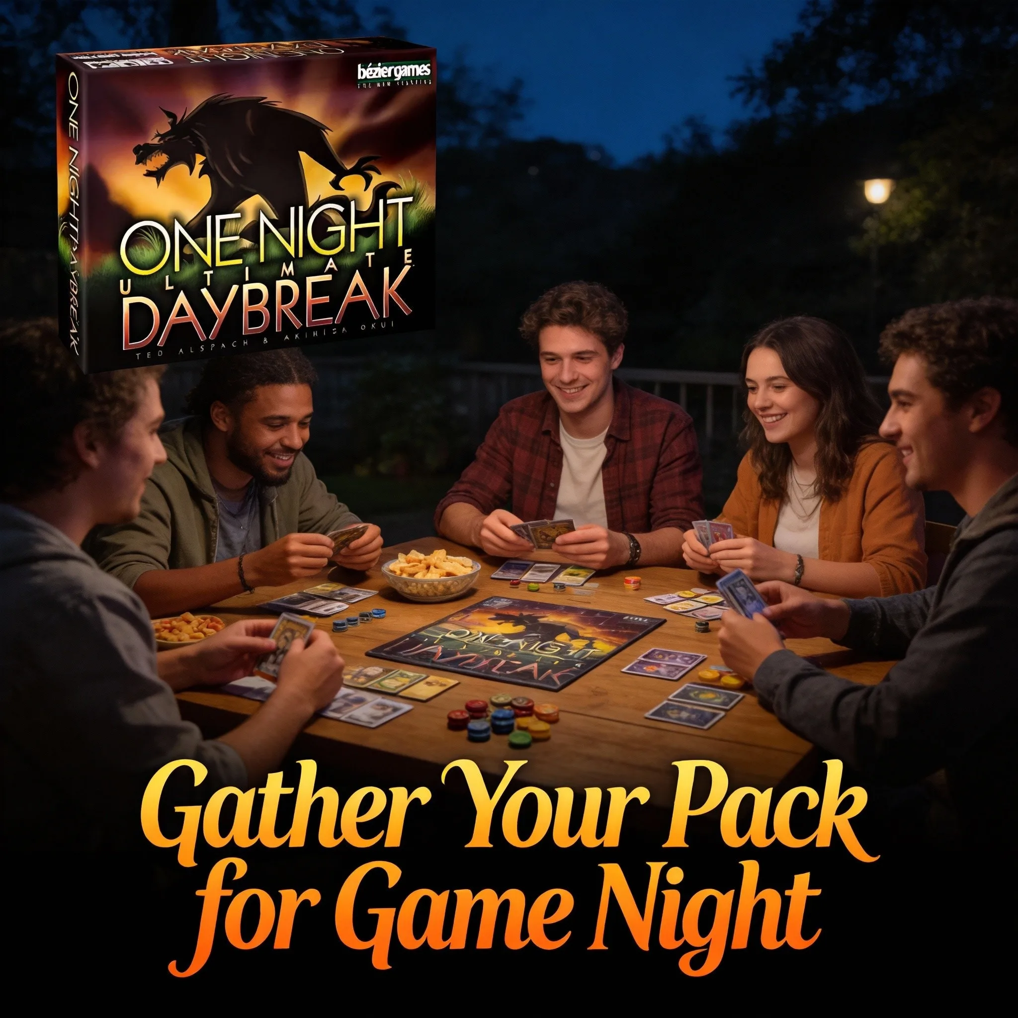 One Night Ultimate Daybreak — динамичная стратегическая игра с оборотнями для всей семьи и друзей, раунды продолжаются 5-10 минут, для детей от 8 лет.
One Night Ultimate Daybreak — динамичная стратегическая игра с оборотнями для всей семьи и друзей, раунды продолжаются 5-10 минут, для детей от 8 лет.