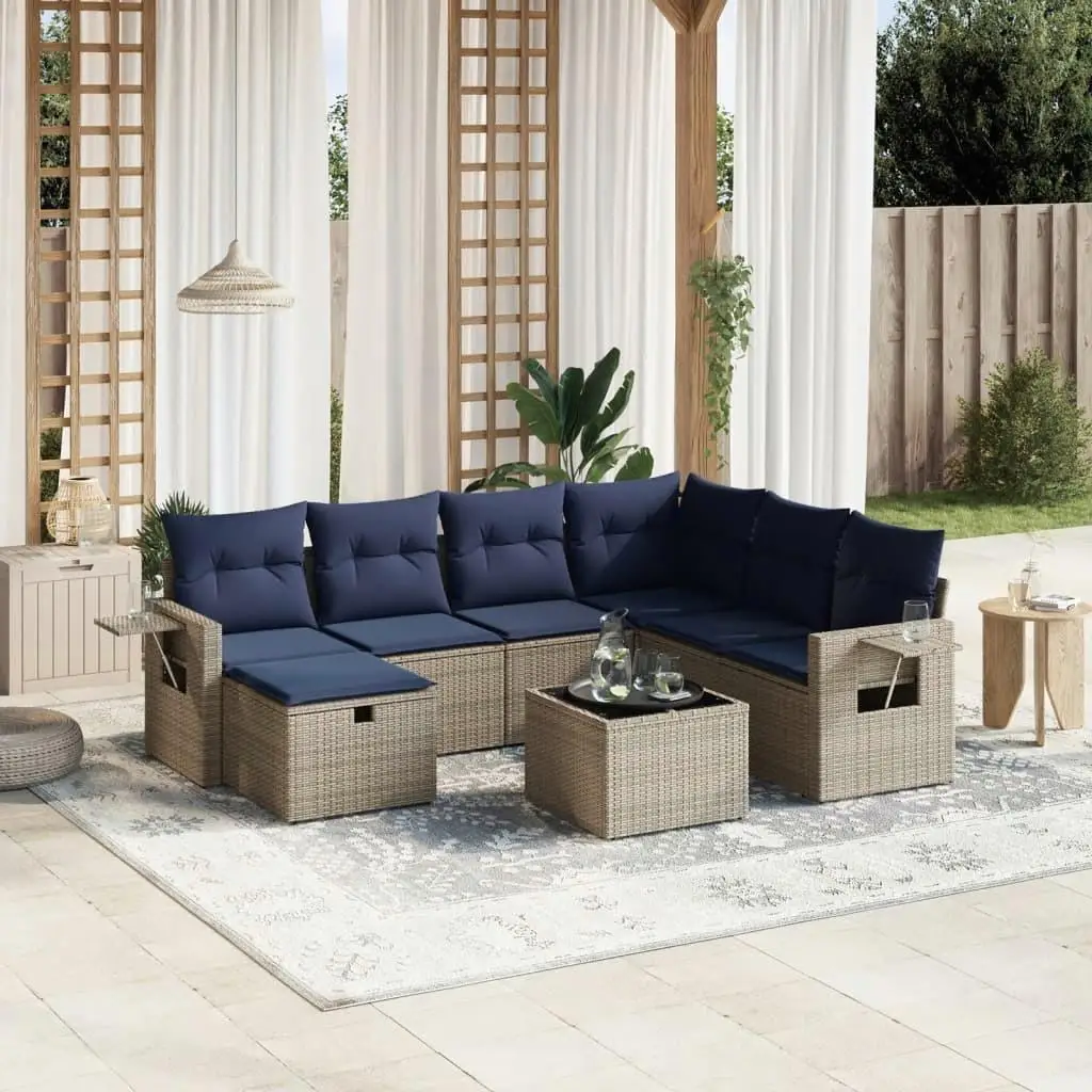 8 Piece Gray Poly Rattan Patio Sofa Set with Cushions Outdoor Furniture Garden Seating
8 Piece Gray Poly Rattan Patio Sofa Set with Cushions Outdoor Furniture Garden Seating