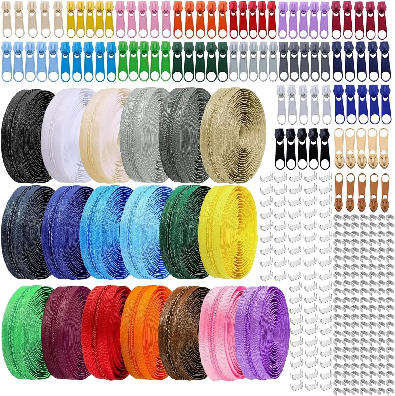 Nylon Zipper Tape 76 Yards with 95 Metal Sliders for Sewing and DIY Crafts
Nylon Zipper Tape 76 Yards with 95 Metal Sliders for Sewing and DIY Crafts