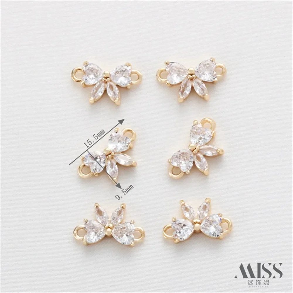 14K Gold Color Inlaid Zircon Bow Double Hanging Pendant Connection Accessories DIY Bracelet Necklace Jewelry Accessories
14K Gold Color Inlaid Zircon Bow Double Hanging Pendant Connection Accessories DIY Bracelet Necklace Jewelry Accessories