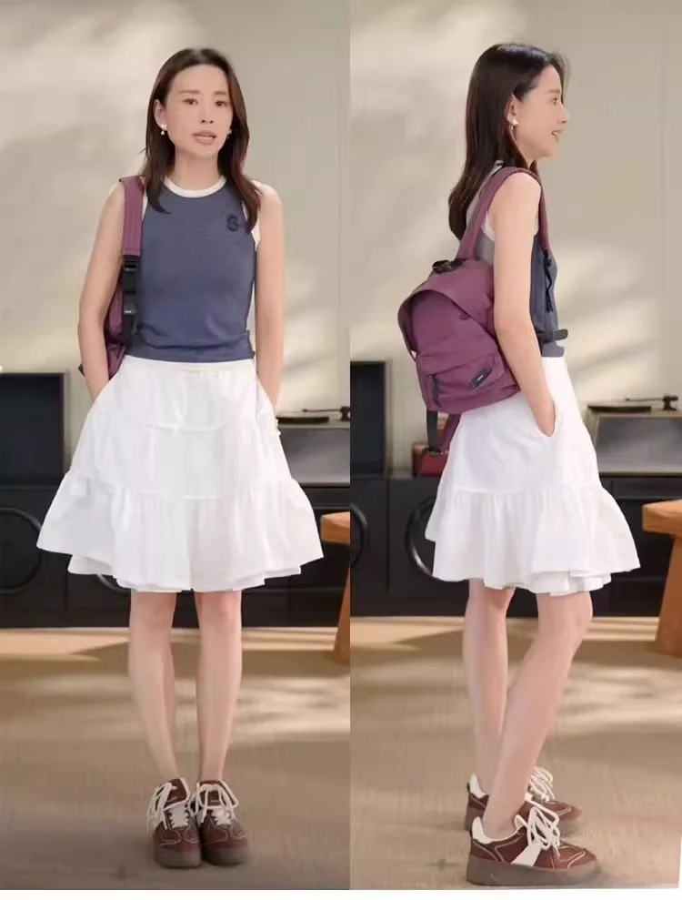 White Puffy Half-length Skirt Women's Sporty Style Cotton High-waist A-line Skirt for Daily Wear Summer New Arrival
White Puffy Half-length Skirt Women's Sporty Style Cotton High-waist A-line Skirt for Daily Wear Summer New Arrival