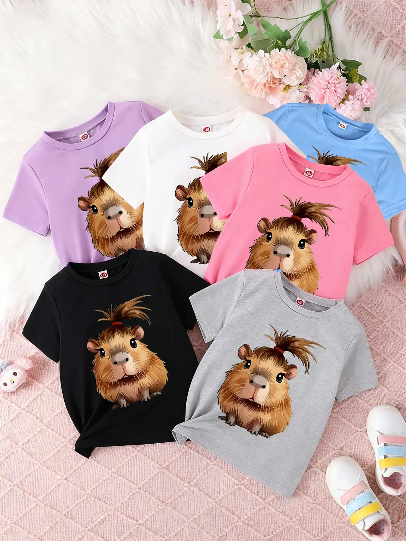 Children's short-sleeved T-shirts for boys and girls, loose and breathable,cute capybara,ponytail capybara,capybara art,kawaii
Children's short-sleeved T-shirts for boys and girls, loose and breathable,cute capybara,ponytail capybara,capybara art,kawaii