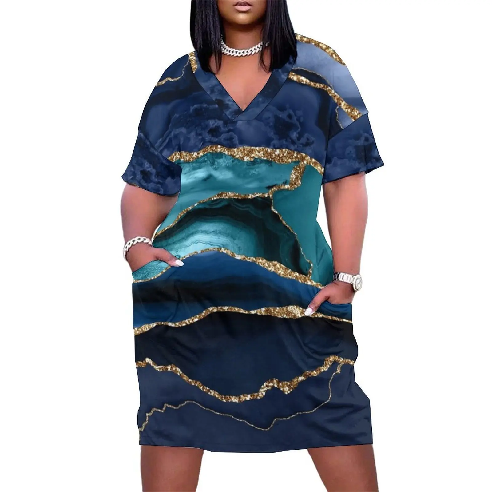 Glamour Ocean Blue Faux Marble Loose Pocket Dress birthday dress for women chic and elegant evening dress Prom gown
Glamour Ocean Blue Faux Marble Loose Pocket Dress birthday dress for women chic and elegant evening dress Prom gown