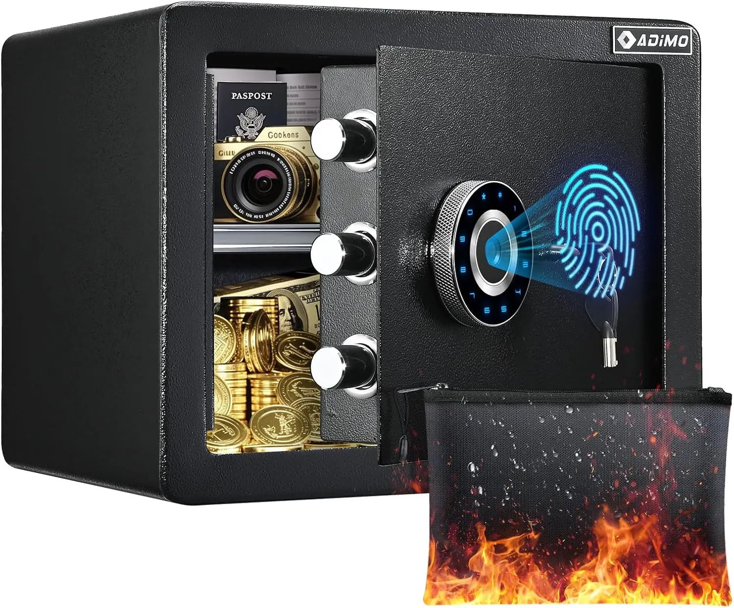 1.2 CuFt Fingerprint Safe with Touchscreen Keypad, Alarm System, Removable Shelf for Home Office Use
1.2 CuFt Fingerprint Safe with Touchscreen Keypad, Alarm System, Removable Shelf for Home Office Use