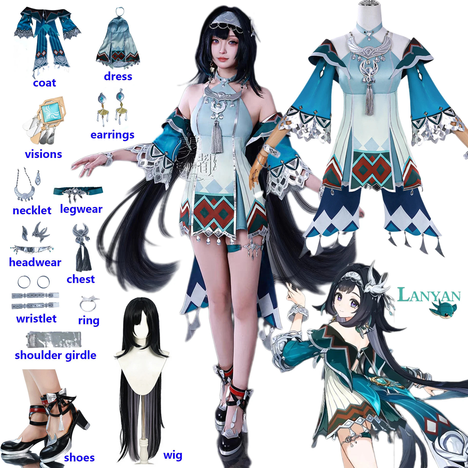 Костюмы для косплея Lan Yan Genshin Impact LanYan, полный комплект для косплея, костюм для ролевых игр, ремешок, парик для косплея, обувь, игровой реквизит
Костюмы для косплея Lan Yan Genshin Impact LanYan, полный комплект для косплея, костюм для ролевых игр, ремешок, парик для косплея, обувь, игровой реквизит