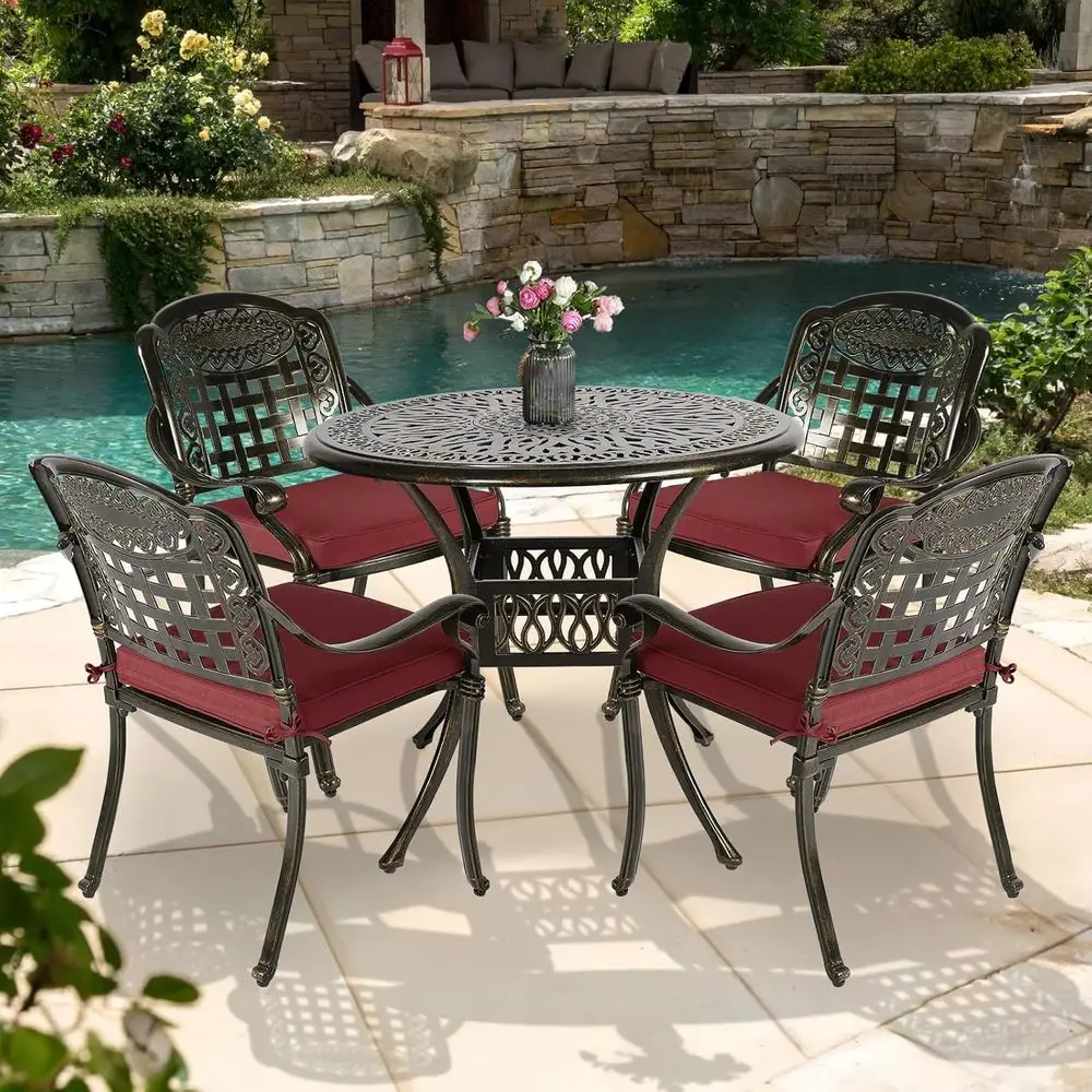 Всепогодный обеденный набор для патио на открытом воздухе с 4 стульями, 4 подушками, стол 35,4, отверстие для зонта, красный
Всепогодный обеденный набор для патио на открытом воздухе с 4 стульями, 4 подушками, стол 35,4, отверстие для зонта, красный