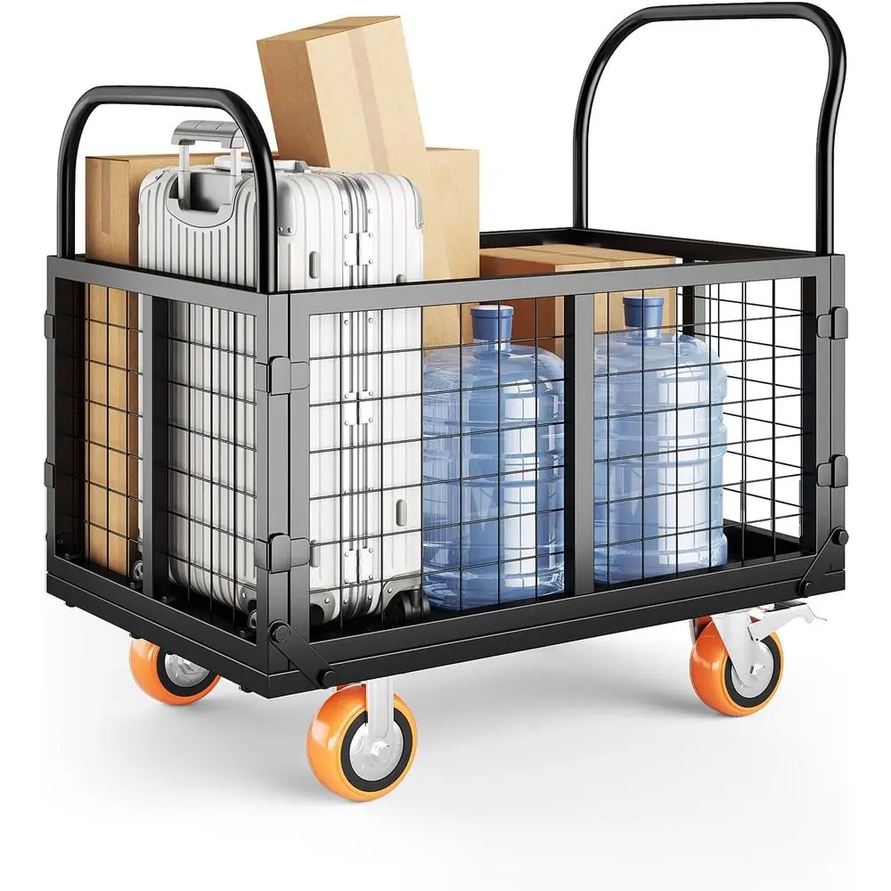 6-in-1 Multi-Position Platform Hand Truck with Cage, 4-Wheel Dolly for 1800 lbs, Suitable for Grocery, Laundry, Warehouse (Black
6-in-1 Multi-Position Platform Hand Truck with Cage, 4-Wheel Dolly for 1800 lbs, Suitable for Grocery, Laundry, Warehouse (Black