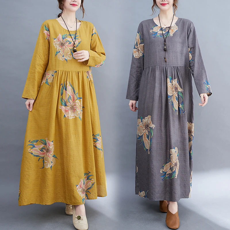 Autumn New plus Size Women's Long Sve round Ne Print Dr A-Line Skirt Large Flower Pattern Commute Sle Loose Fit
Autumn New plus Size Women's Long Sve round Ne Print Dr A-Line Skirt Large Flower Pattern Commute Sle Loose Fit