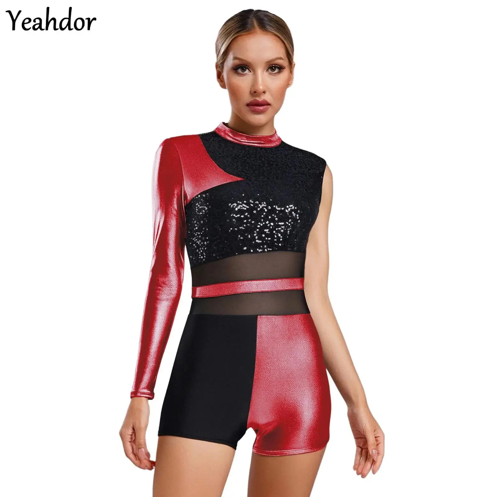 Womens Latin Dance Bodysuit Boyshort Glittery Sequins Metallic Shiny Asymmetrical Leotard Jazz Chacha Ballet Ballroom Dancewear
Womens Latin Dance Bodysuit Boyshort Glittery Sequins Metallic Shiny Asymmetrical Leotard Jazz Chacha Ballet Ballroom Dancewear