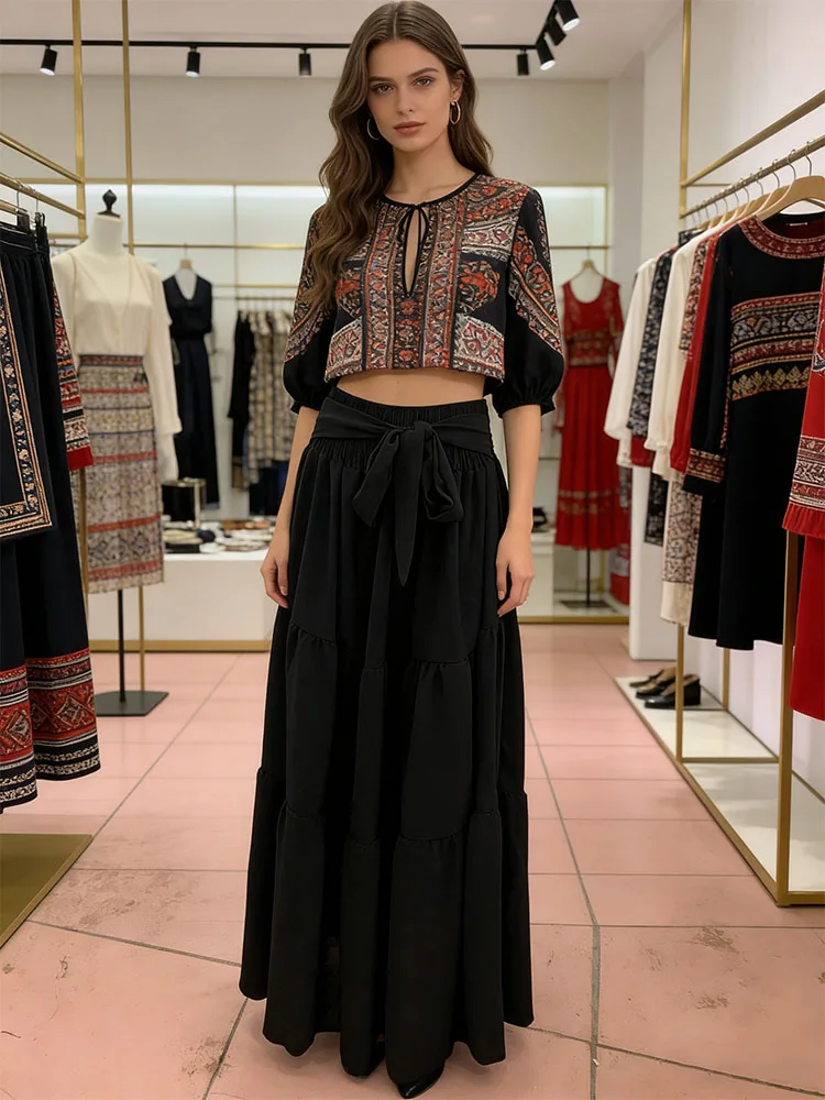 Boho Black Tiered Ruffle Maxi Skirt Women High Waist Tie Waist A-Line Swing Casual Daily Beach Vacation Skirt
Boho Black Tiered Ruffle Maxi Skirt Women High Waist Tie Waist A-Line Swing Casual Daily Beach Vacation Skirt