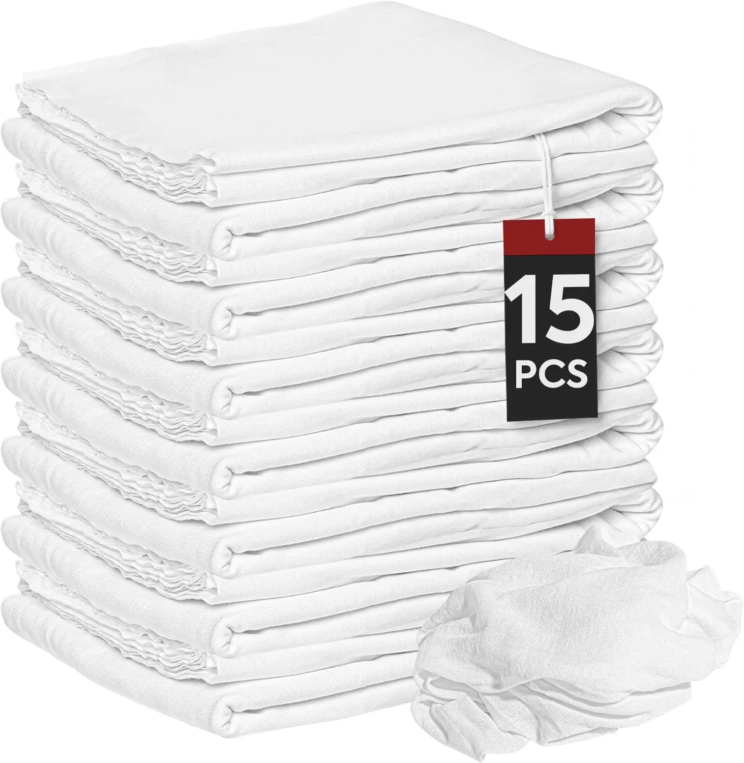 Premium White Cotton Cleaning Rags, 15-Pack Lint-Free Cloth for Dusting, Staining, Polishing, Painting - 18"x18"
Premium White Cotton Cleaning Rags, 15-Pack Lint-Free Cloth for Dusting, Staining, Polishing, Painting - 18"x18"