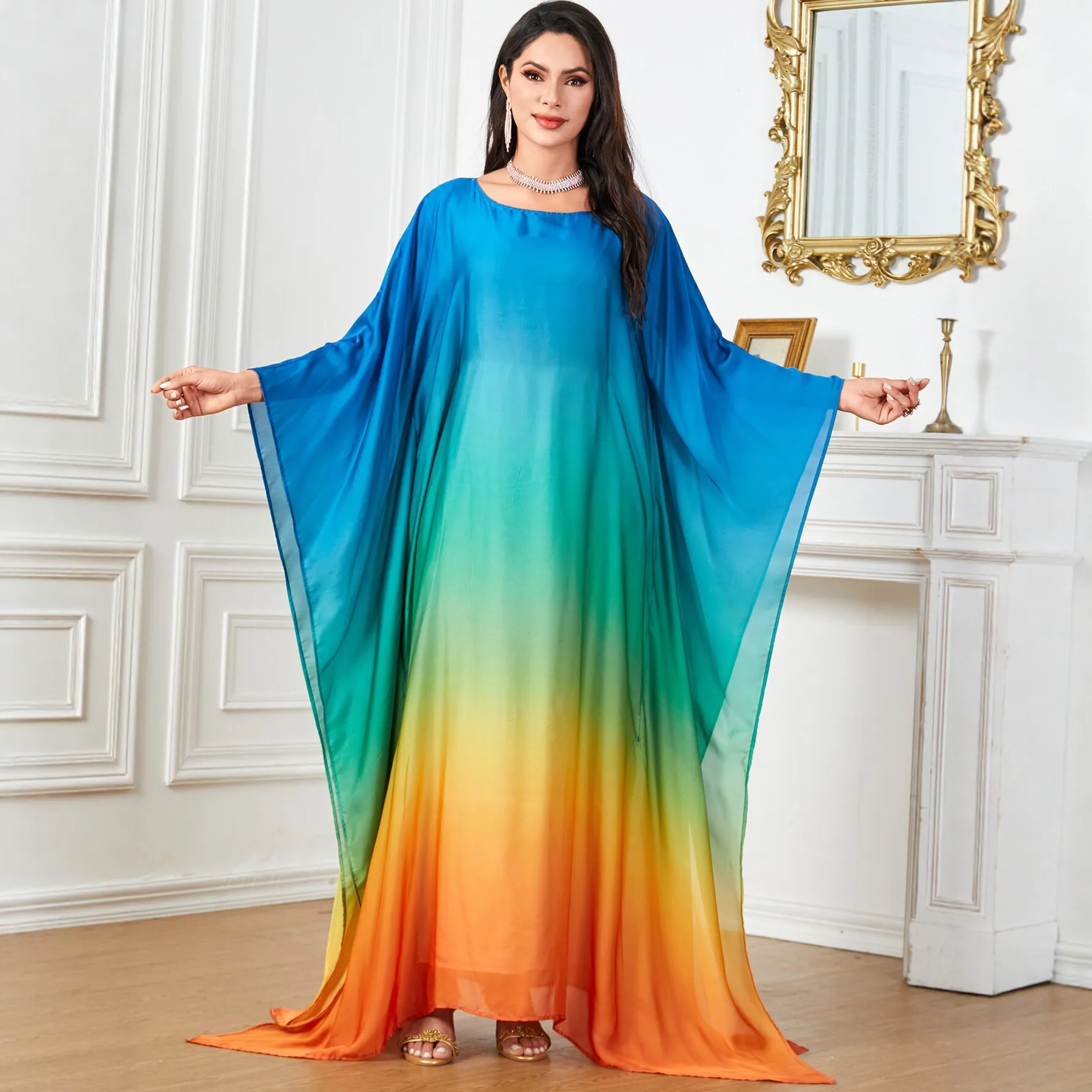 Eid Dress Women Muslim Ramadan Abaya Dubai Party Gradient Dresses Jalabiya Batwing Sleeve Vestidos Morocco Kaftan Arab Long Robe
Eid Dress Women Muslim Ramadan Abaya Dubai Party Gradient Dresses Jalabiya Batwing Sleeve Vestidos Morocco Kaftan Arab Long Robe