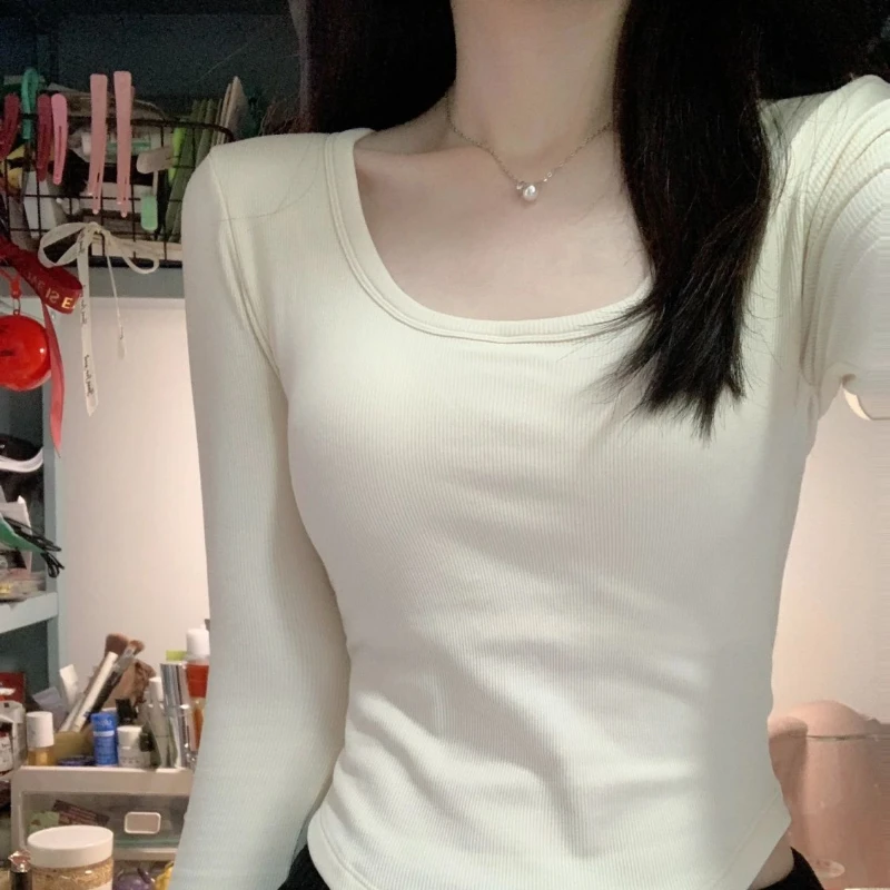 Spring Autumn Square Collar Long Sleeved T-Shirts Women's Clothing Inner Hem for Slimming Effect Simplicity All-match Chic Tops
Spring Autumn Square Collar Long Sleeved T-Shirts Women's Clothing Inner Hem for Slimming Effect Simplicity All-match Chic Tops