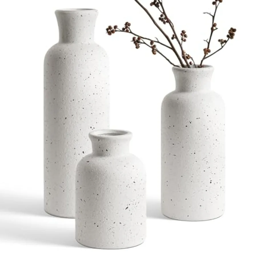 Ceramic Vase Set of 3, Matte Flower Vases for Fresh or Dried Flowers, Modern Farmhouse Home Decor for Coffee Table, Mantel, She
Ceramic Vase Set of 3, Matte Flower Vases for Fresh or Dried Flowers, Modern Farmhouse Home Decor for Coffee Table, Mantel, She