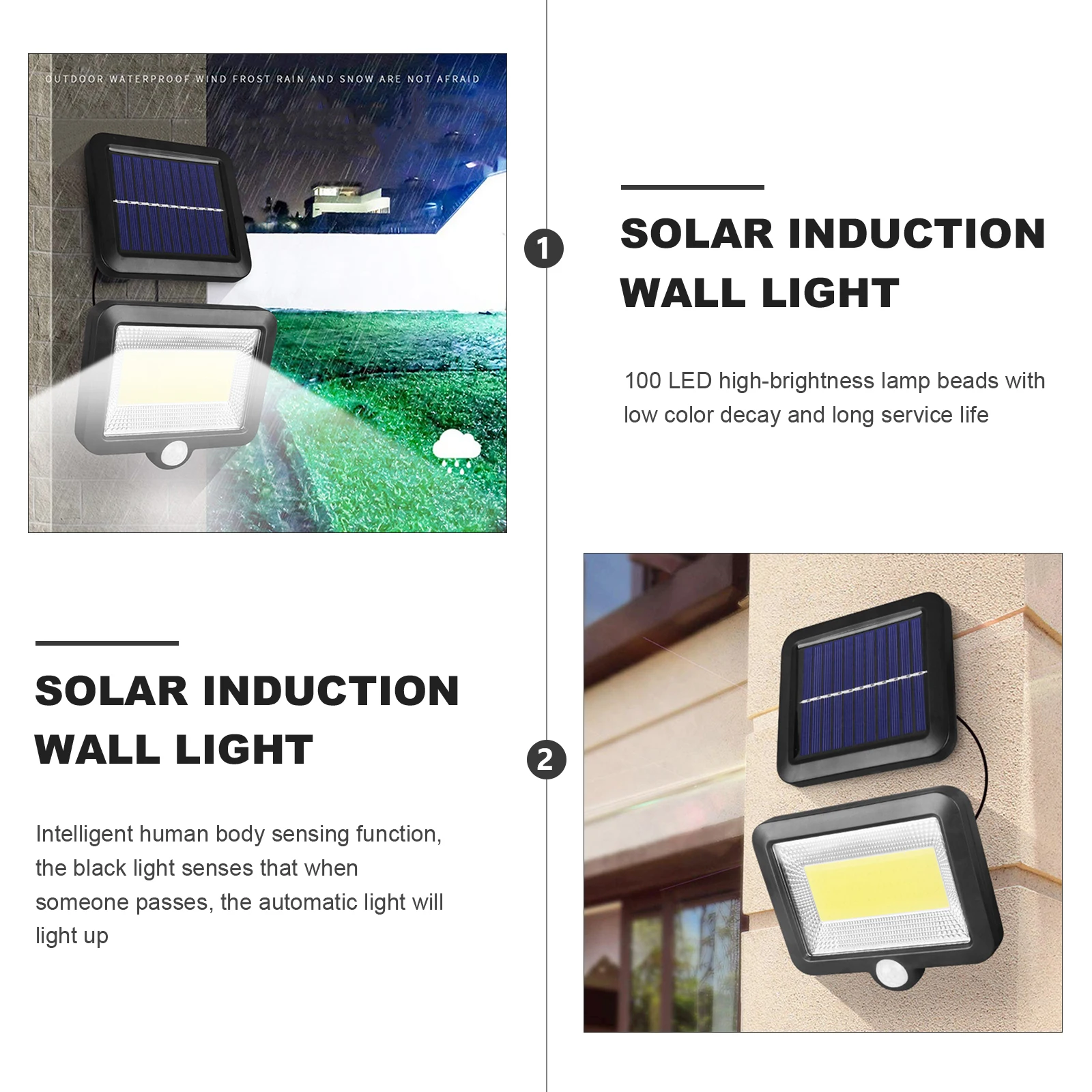 Solar Sensor Wall Light outside Lamps for 100 LED IP65 Waterproof Split Body Sensing
Solar Sensor Wall Light outside Lamps for 100 LED IP65 Waterproof Split Body Sensing