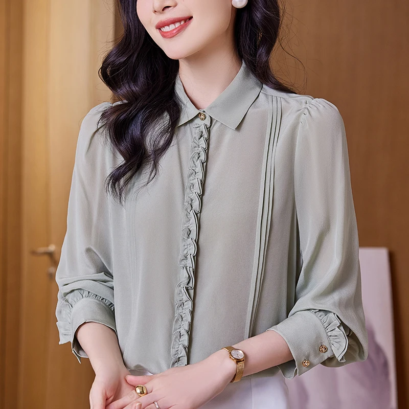 New 100% Real Silk Women's Vintage Shirt 2026 Spring Autumn Elegant Shirts Blouses for Women Long Sleeve Blouse Solid Tops
New 100% Real Silk Women's Vintage Shirt 2026 Spring Autumn Elegant Shirts Blouses for Women Long Sleeve Blouse Solid Tops