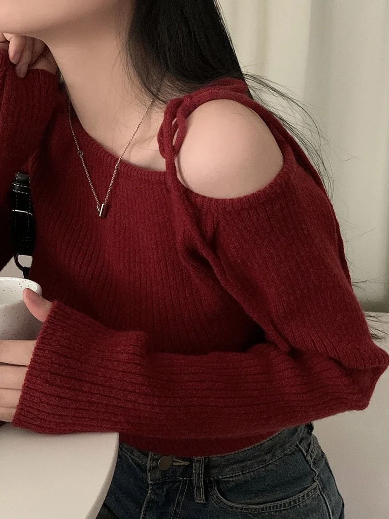 Стильный асимметричный свитер с открытыми плечами и длинными рукавами, с узлом, для ношения под одеждой, базовый слой, повседневный женский вязаный топ
Стильный асимметричный свитер с открытыми плечами и длинными рукавами, с узлом, для ношения под одеждой, базовый слой, повседневный женский вязаный топ