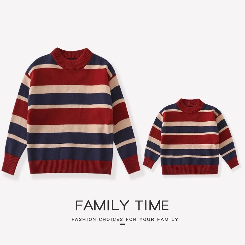 Winter Family Look Striped Sweater Korean Parent-child Thick Warm Knitted Jumper Rainbow Mother Father and Daughter Son Clothes
Winter Family Look Striped Sweater Korean Parent-child Thick Warm Knitted Jumper Rainbow Mother Father and Daughter Son Clothes