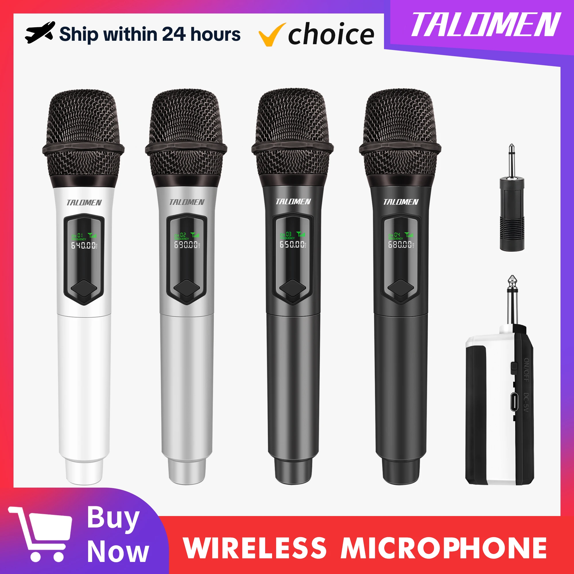 HOT TALOMEN K604 Professional Dual Handheld Wireless Dynamic Microphone System with Receiver Karaoke Microphone Kit For Gift
HOT TALOMEN K604 Professional Dual Handheld Wireless Dynamic Microphone System with Receiver Karaoke Microphone Kit For Gift