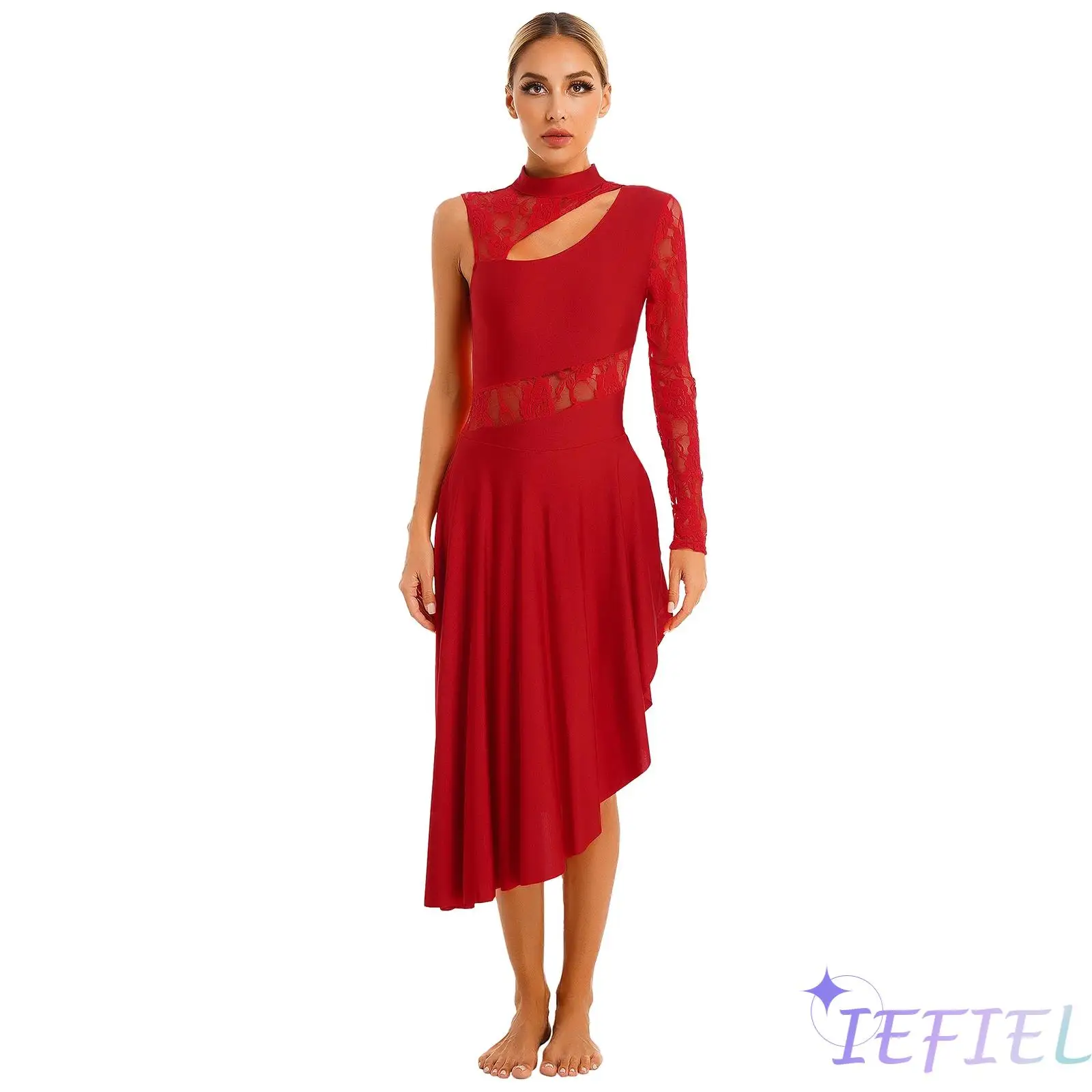 Flower Lace Splice Lyrical High Low One Sleeve Long Dress Contemporary Modern Ballet Waltz Cha-cha Dancewear Stage Costume
Flower Lace Splice Lyrical High Low One Sleeve Long Dress Contemporary Modern Ballet Waltz Cha-cha Dancewear Stage Costume