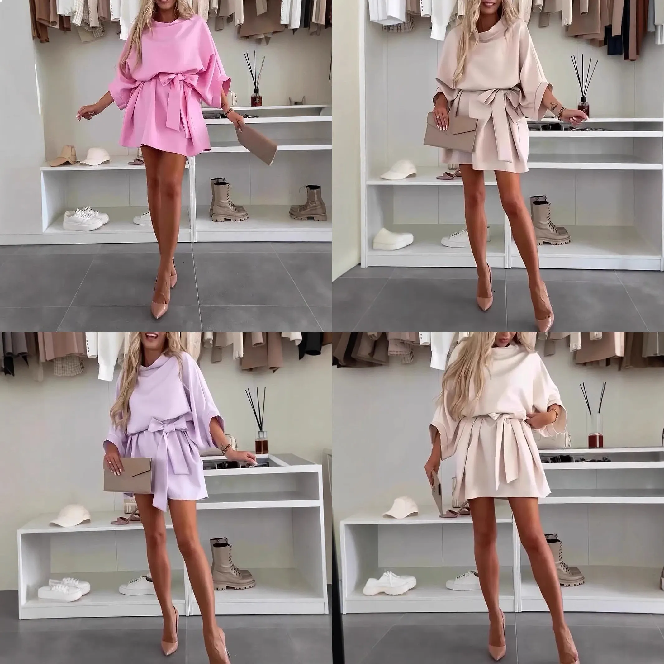 Casual Tie Waist Dress Solid Color Round Neck Summer Dresses Women Loose Fit Jumpsuit Playsuit
Casual Tie Waist Dress Solid Color Round Neck Summer Dresses Women Loose Fit Jumpsuit Playsuit