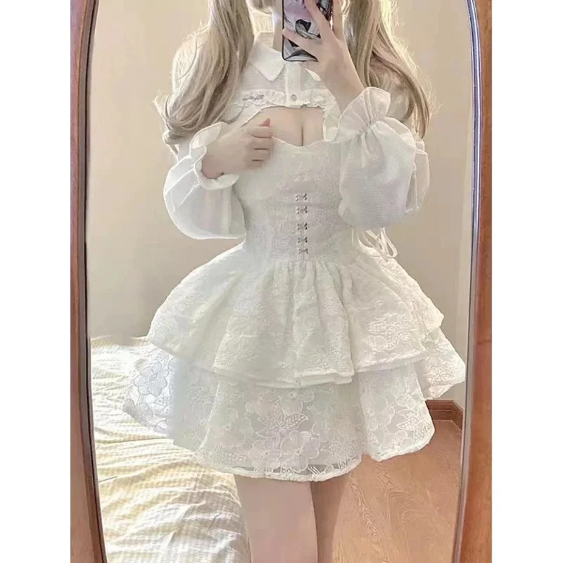 Japanese Kawaii Lolita Dress Women Elegant Sweet Lace Ruffles White Strap Dresses Sexy Korean Fashion Birthday Party Fairy Dress
Japanese Kawaii Lolita Dress Women Elegant Sweet Lace Ruffles White Strap Dresses Sexy Korean Fashion Birthday Party Fairy Dress