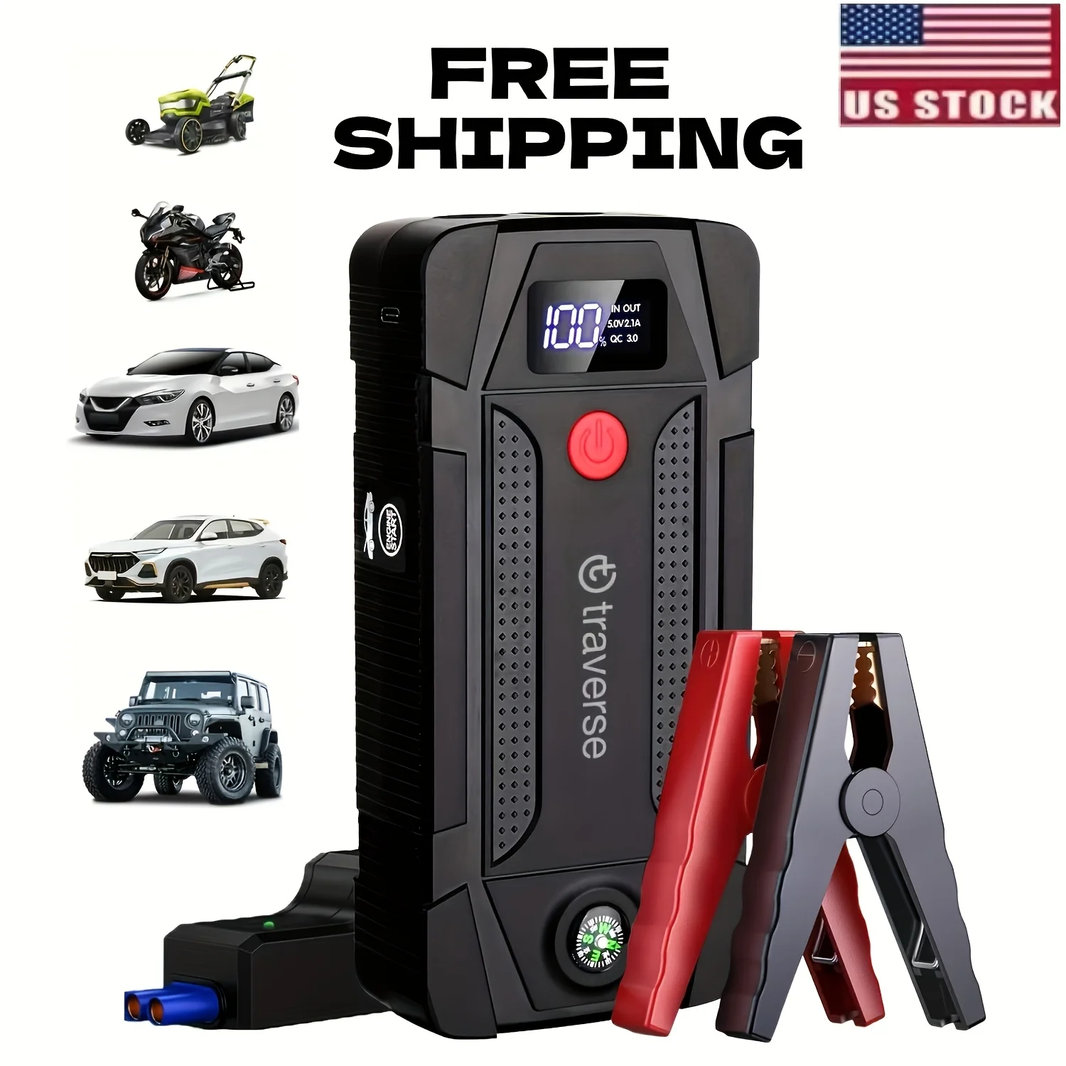 12V Portable Car Jump Starter 1000A Peak Battery Jumper Starter Jump Box for Car Battery, for Gas & Diesel Cars with USB Charge Ports & LED Flashlight, 6400mAh Power Bank
12V Portable Car Jump Starter 1000A Peak Battery Jumper Starter Jump Box for Car Battery, for Gas & Diesel Cars with USB Charge Ports & LED Flashlight, 6400mAh Power Bank