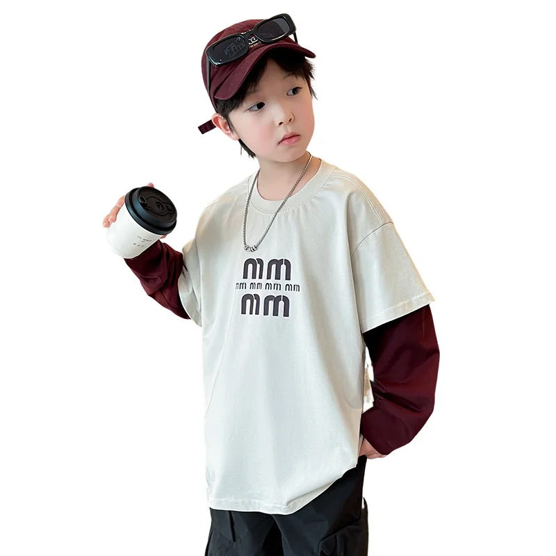 Elegant Child Spring Fake 2 Pieces Sweatshirt Boy Slim Loose Double Long Sleeve T-shirt Teenage Kids Fashion Cotton Streetwear
Elegant Child Spring Fake 2 Pieces Sweatshirt Boy Slim Loose Double Long Sleeve T-shirt Teenage Kids Fashion Cotton Streetwear