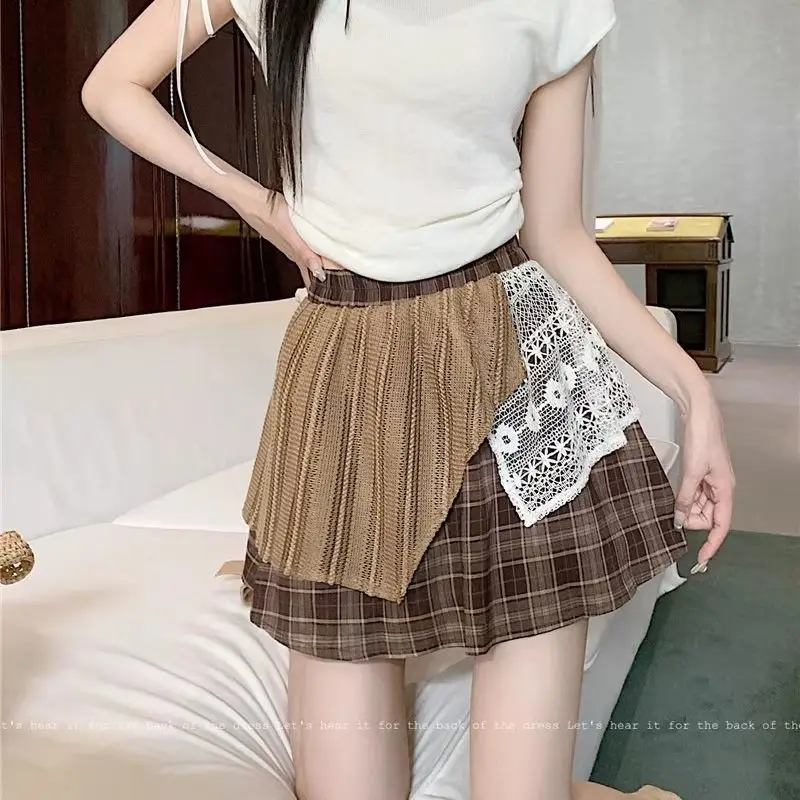 Korean Style Summer Lace Plaid Patchwork Skirt 2026 New Women Vintage Brown Cloth Skirt Student Fashion Design-led Casual Skirt
Korean Style Summer Lace Plaid Patchwork Skirt 2026 New Women Vintage Brown Cloth Skirt Student Fashion Design-led Casual Skirt