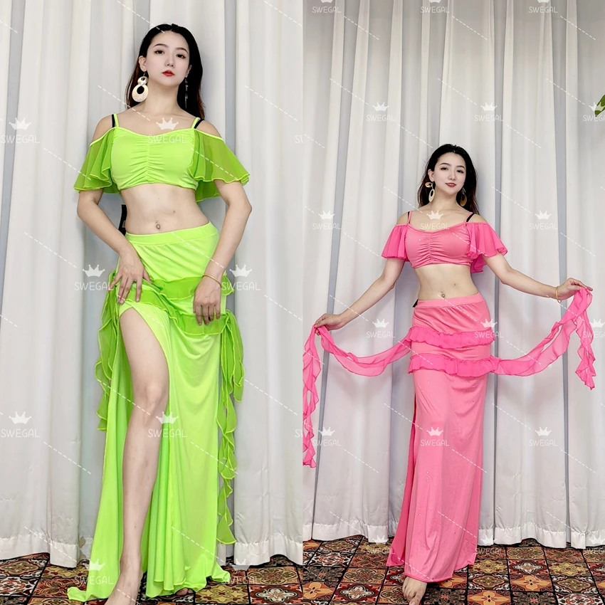 Индивидуальный костюм для танца живота Swegal, костюмы для восточных танцев, ледяной шелк, рукава феи с кружевной длинной юбкой с двойным разрезом
Индивидуальный костюм для танца живота Swegal, костюмы для восточных танцев, ледяной шелк, рукава феи с кружевной длинной юбкой с двойным разрезом