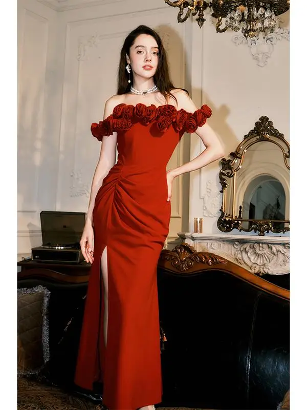 Retro Heavy Work 3D Rose Dress Luxury Red Engagement Toasting Suit Fish Tail Elegance Dress Polyester Fiber High Waist A-Line...
Retro Heavy Work 3D Rose Dress Luxury Red Engagement Toasting Suit Fish Tail Elegance Dress Polyester Fiber High Waist A-Line...